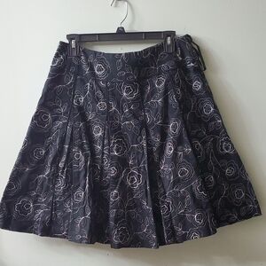 Nine West Dark A-Line Skirt with Floral Pattern